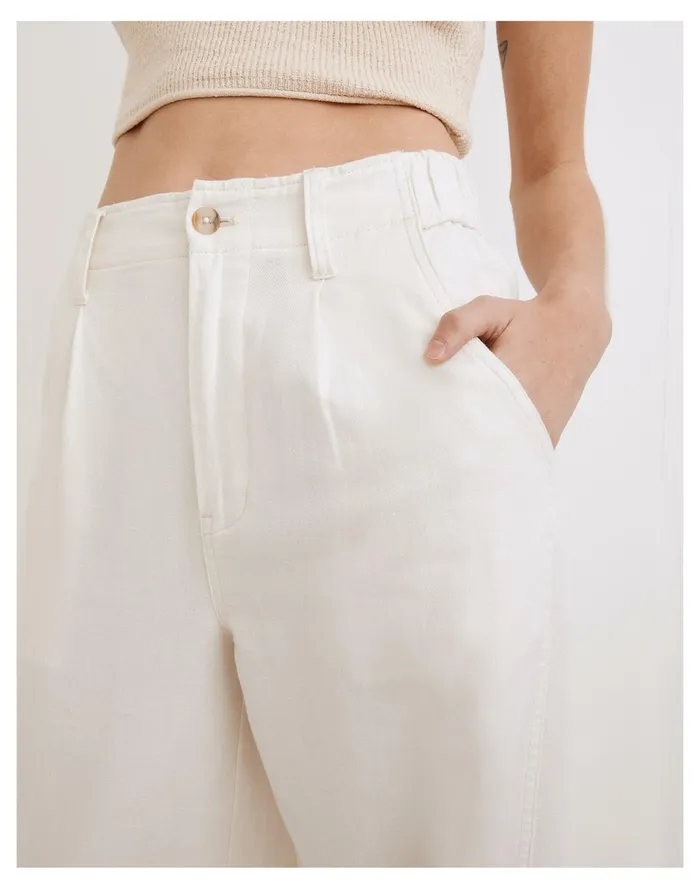 Women Cotton Linen Pleated Wide Leg Pants Lighthouse Madewell Pants Women Cotton Linen Pleated Wide Leg Pants Lighthouse Madewell Pants