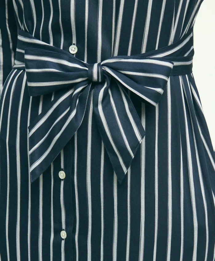 Women Cotton Striped Shirt Dress Navy Multi Brooks Brothers Dresses