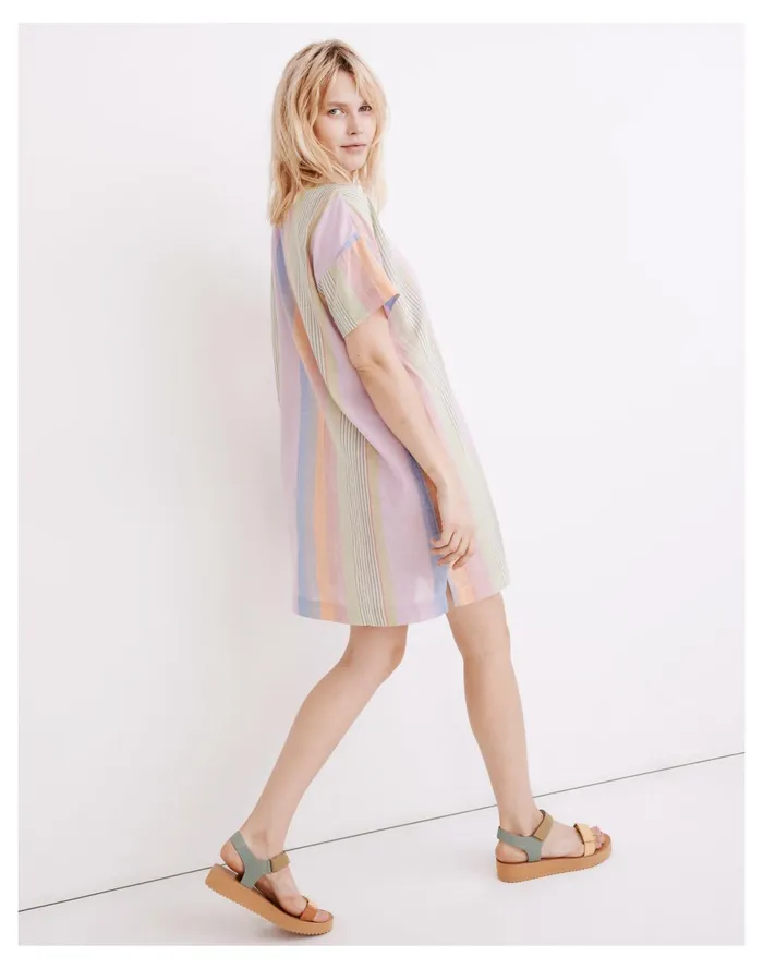 Women Cover Up Tunic Dress In Rainbow Stripe Classic Lilac Madewell Swim Women Cover Up Tunic Dress In Rainbow Stripe Classic Lilac Madewell Swim