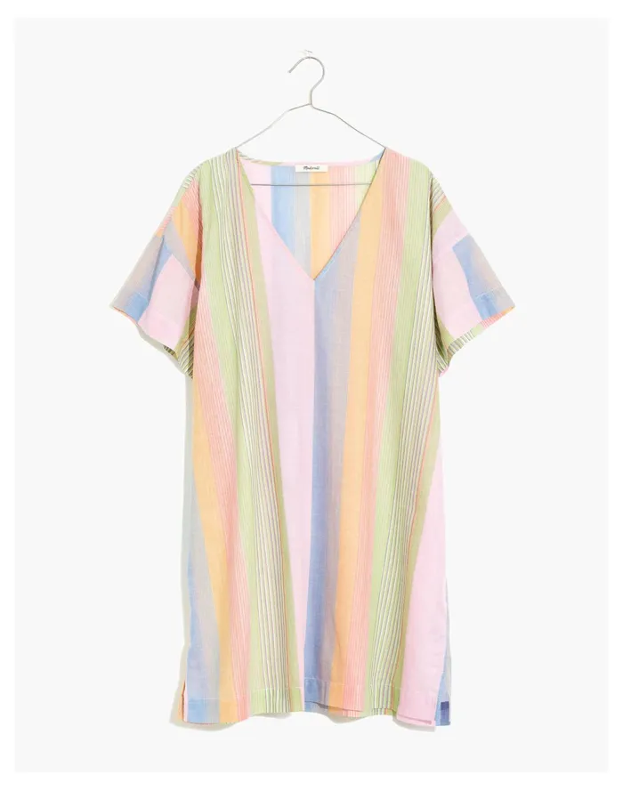 Women Cover Up Tunic Dress In Rainbow Stripe Classic Lilac Madewell Swim Women Cover Up Tunic Dress In Rainbow Stripe Classic Lilac Madewell Swim