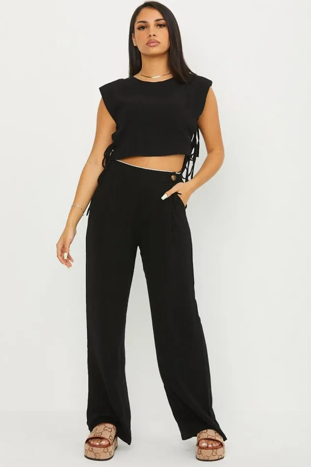 Women Crop Top Noir A Nou Sur Les Cts Black Brentiny Paris Crop Tops