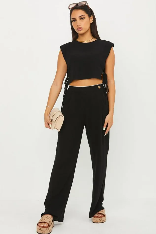 Women Crop Top Noir A Nou Sur Les Cts Black Brentiny Paris Crop Tops