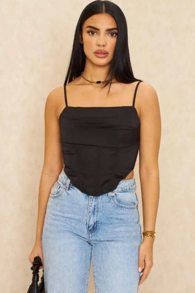 Women Crop Top Noir Armatures Brentiny Paris Crop Tops