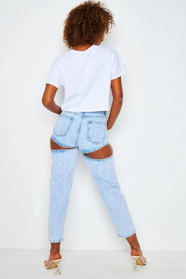Women Cut Out Mom Jean In Light Blue Bleuclair Brentiny Paris Jeans