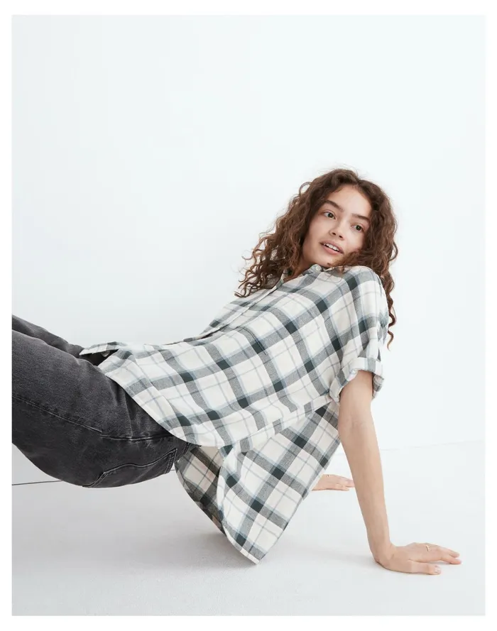 Women Daily Shirt In Rockfern Plaid Antique Cream Madewell Tops and Shirts Women Daily Shirt In Rockfern Plaid Antique Cream Madewell Tops and Shirts