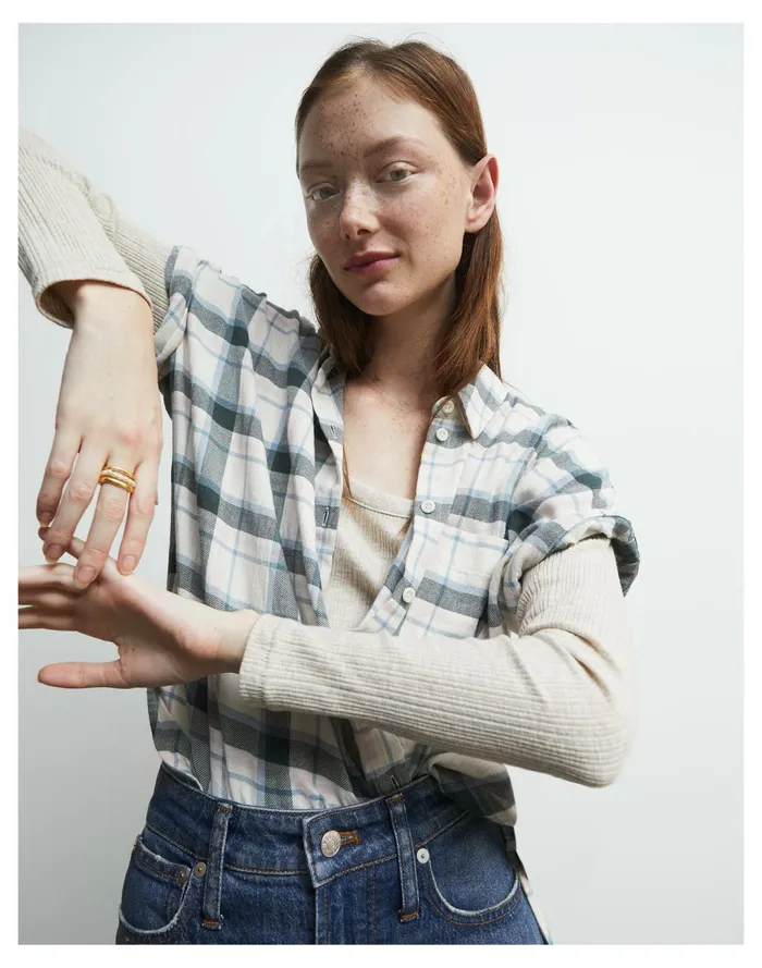 Women Daily Shirt In Rockfern Plaid Antique Cream Madewell Tops and Shirts Women Daily Shirt In Rockfern Plaid Antique Cream Madewell Tops and Shirts