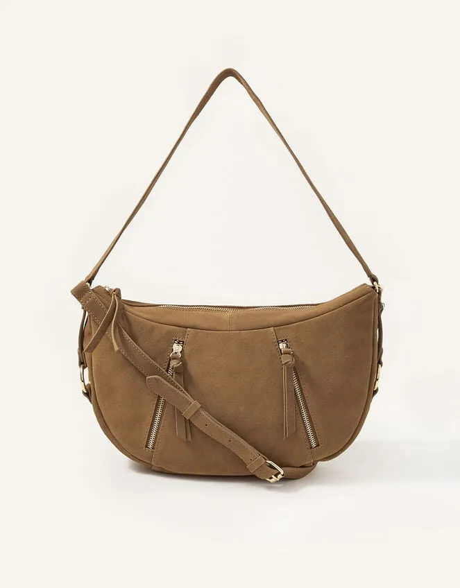 Women Dana Zip Suede Shoulder Bag Monsoon Bags and Purses