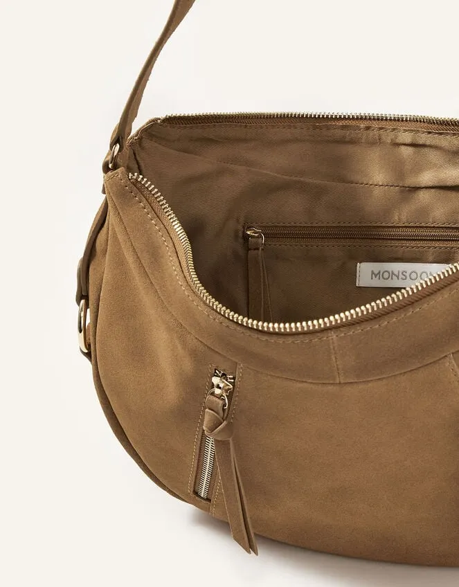 Women Dana Zip Suede Shoulder Bag Monsoon Bags and Purses