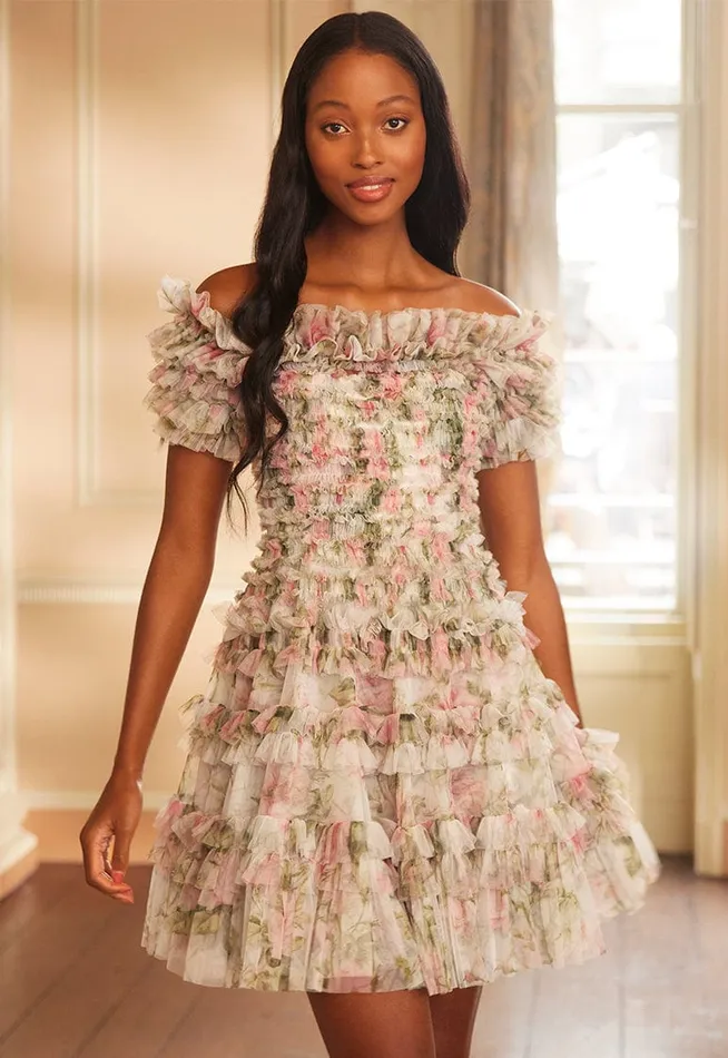 Women Day Dresses Needle and Thread English Rose Lisette Off Shoulder Micro Mini Dress Multi Women Day Dresses Needle and Thread English Rose Lisette Off Shoulder Micro Mini Dress Multi