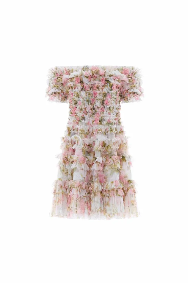 Women Day Dresses Needle and Thread English Rose Lisette Off Shoulder Micro Mini Dress Multi