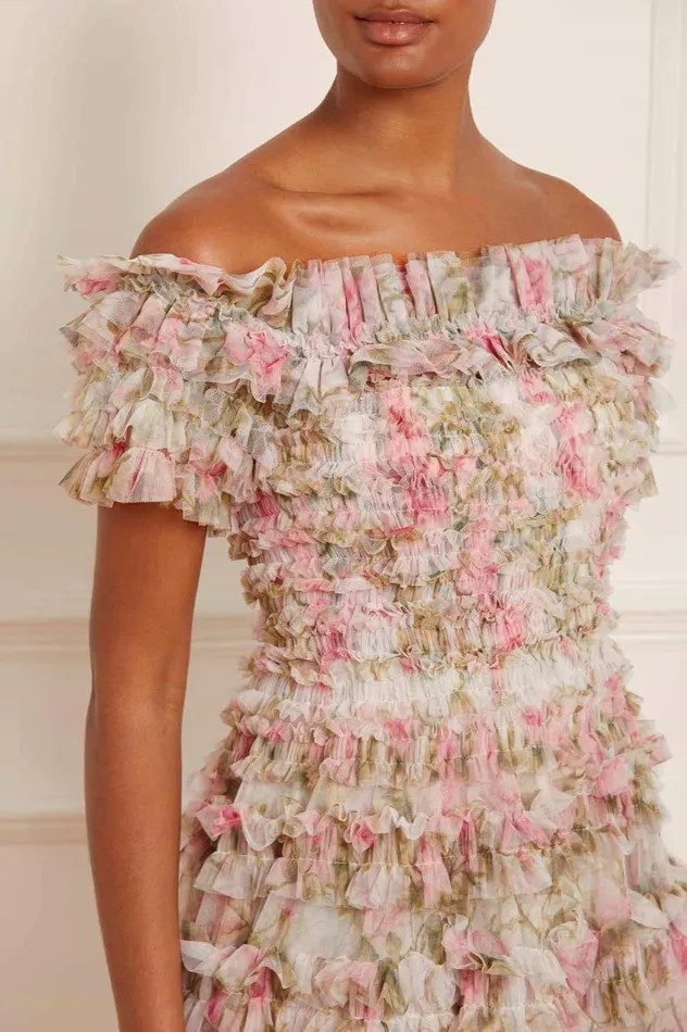 Women Day Dresses Needle and Thread English Rose Lisette Off Shoulder Micro Mini Dress Multi