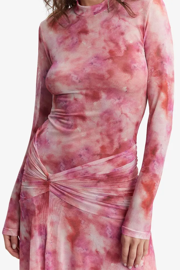 Women Day To Night Dresses Bardot Lea Printed Mesh Dress In Pink Tie Dye Pink Tie Dye Women Day To Night Dresses Bardot Lea Printed Mesh Dress In Pink Tie Dye Pink Tie Dye