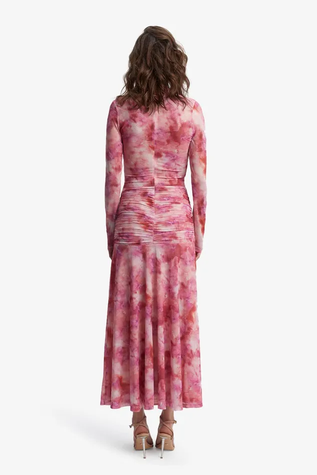 Women Day To Night Dresses Bardot Lea Printed Mesh Dress In Pink Tie Dye Pink Tie Dye Women Day To Night Dresses Bardot Lea Printed Mesh Dress In Pink Tie Dye Pink Tie Dye
