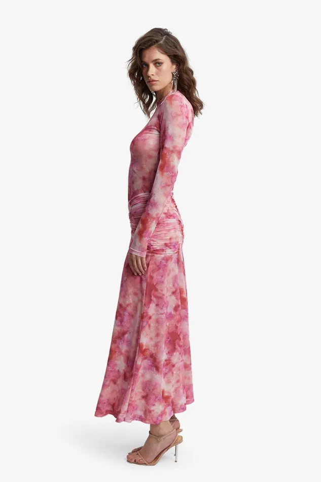 Women Day To Night Dresses Bardot Lea Printed Mesh Dress In Pink Tie Dye Pink Tie Dye Women Day To Night Dresses Bardot Lea Printed Mesh Dress In Pink Tie Dye Pink Tie Dye