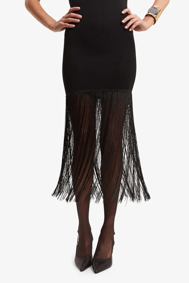 Women Day To Night Dresses Bardot Tassel Knit Dress In Black Black Women Day To Night Dresses Bardot Tassel Knit Dress In Black Black