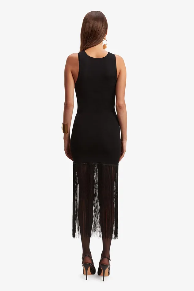 Women Day To Night Dresses Bardot Tassel Knit Dress In Black Black Women Day To Night Dresses Bardot Tassel Knit Dress In Black Black