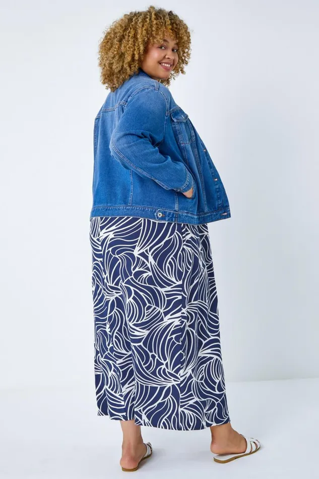Women Denim Curve Cotton Denim Jacket Roman Occasionwear