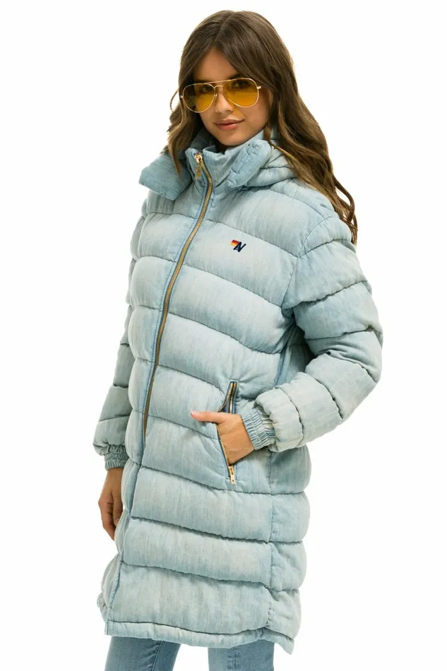 Women DENIM PUFFER LONG TREKKER JACKET 8211 SUPER LIGHT Aviator Nation Women DENIM PUFFER LONG TREKKER JACKET 8211 SUPER LIGHT Aviator Nation