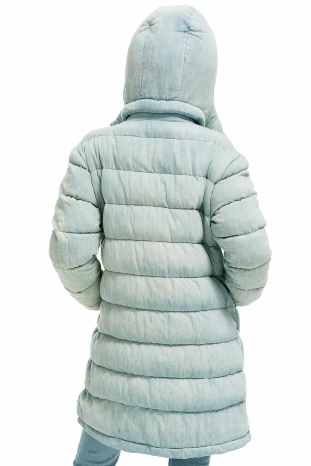 Women DENIM PUFFER LONG TREKKER JACKET 8211 SUPER LIGHT Aviator Nation Women DENIM PUFFER LONG TREKKER JACKET 8211 SUPER LIGHT Aviator Nation