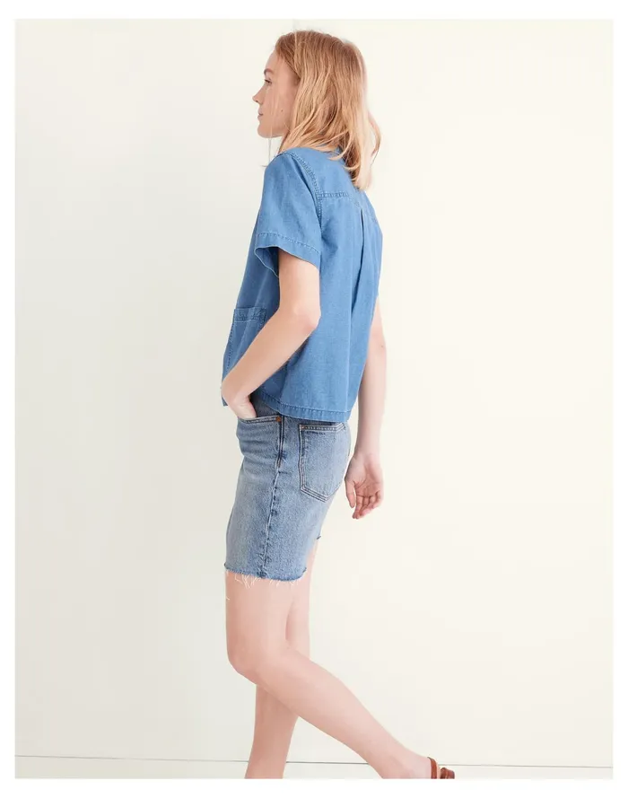 Women Denim Short Sleeve Popover Shirt Reyner Wash Madewell Tops and Shirts Women Denim Short Sleeve Popover Shirt Reyner Wash Madewell Tops and Shirts