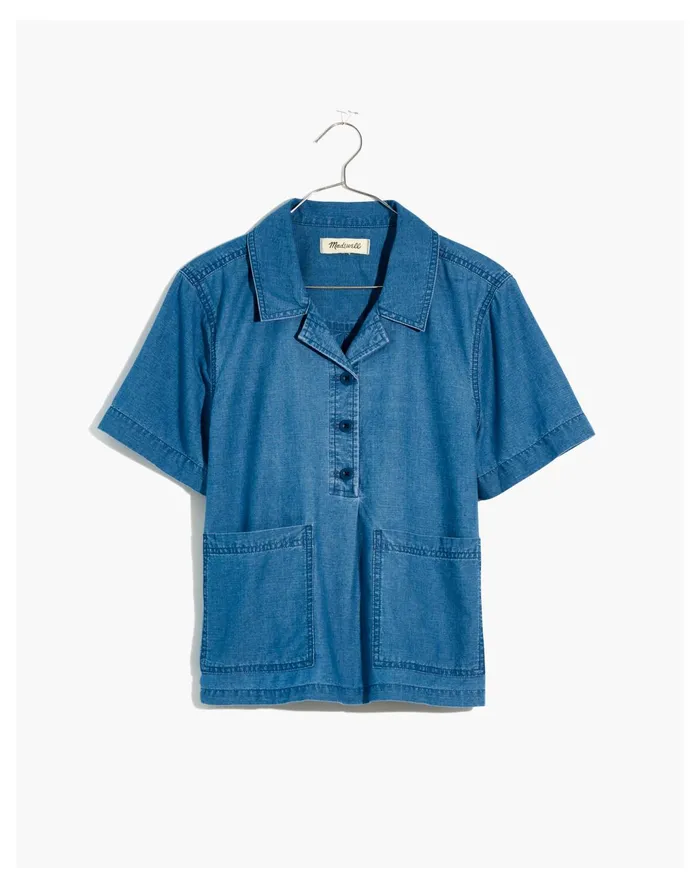 Women Denim Short Sleeve Popover Shirt Reyner Wash Madewell Tops and Shirts Women Denim Short Sleeve Popover Shirt Reyner Wash Madewell Tops and Shirts