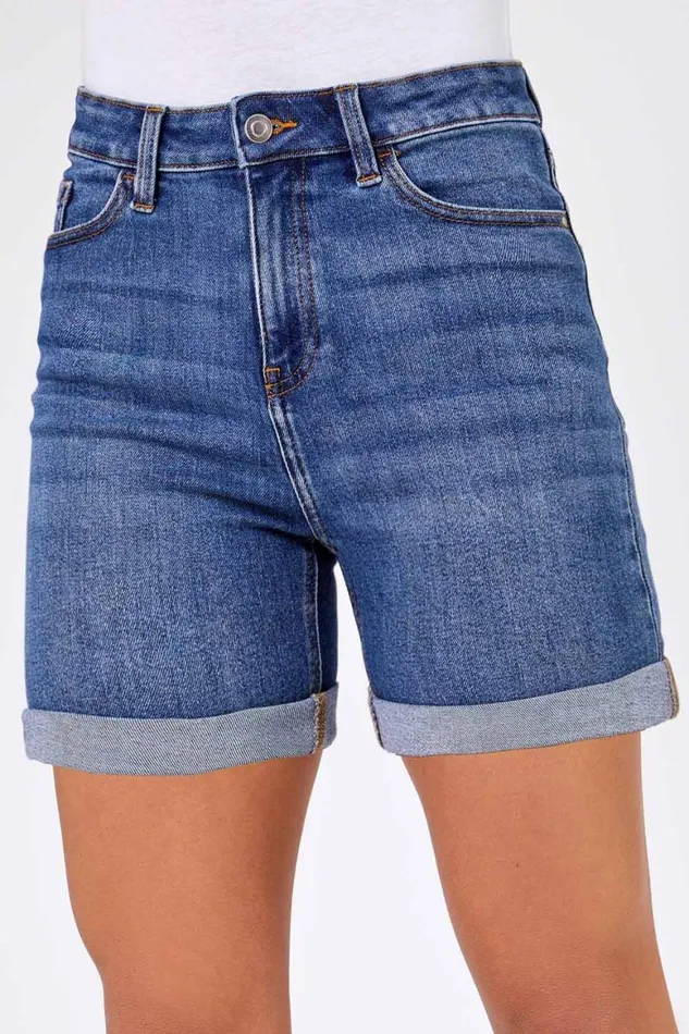 Women Denim Stretch Denim Mom Shorts Roman Coords