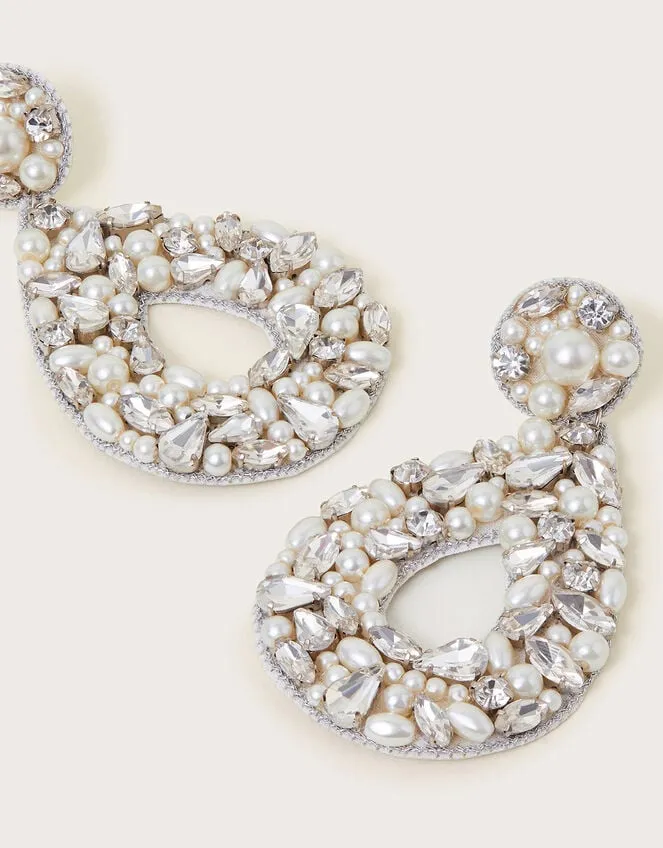 Women Diamante Statement Earrings Silver Monsoon Jewellery and Hair