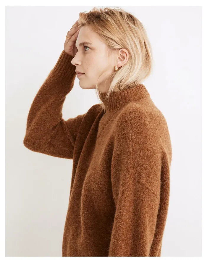 Women Dillon Mockneck Pullover Sweater Heather Cumin Madewell Sweaters Women Dillon Mockneck Pullover Sweater Heather Cumin Madewell Sweaters