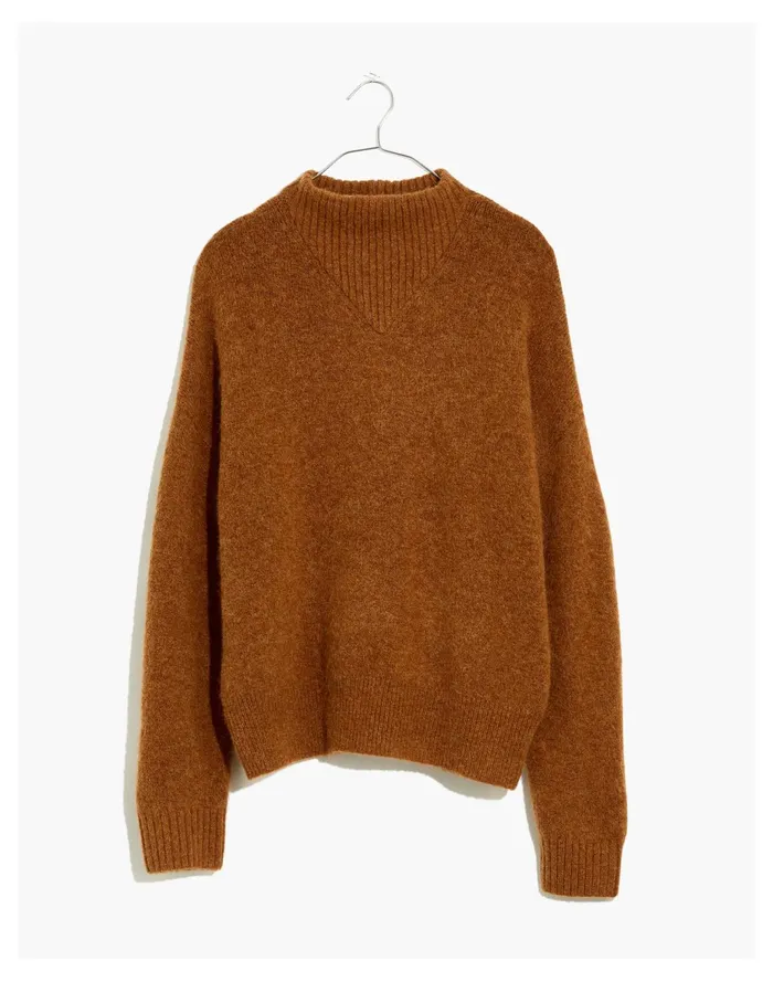 Women Dillon Mockneck Pullover Sweater Heather Cumin Madewell Sweaters Women Dillon Mockneck Pullover Sweater Heather Cumin Madewell Sweaters