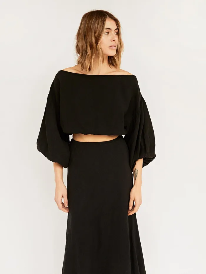 Women Dominique Healy 8211 Louie Crop In Black The UNDONE Tops