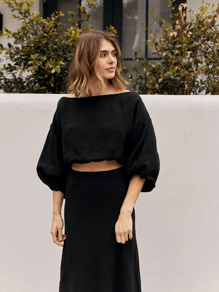 Women Dominique Healy 8211 Louie Crop In Black The UNDONE Tops