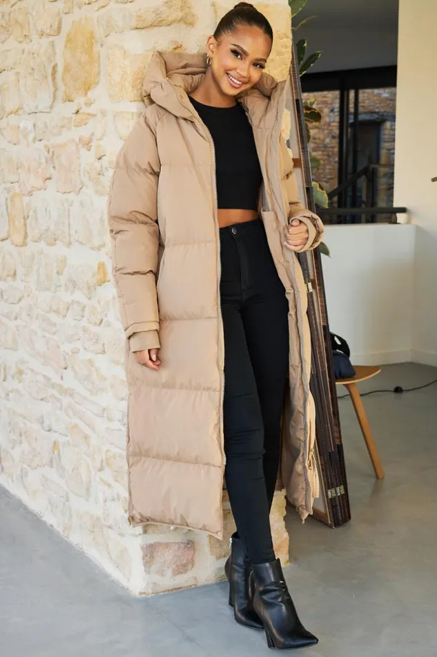 Women Double Zip Longline Puffer Coat In Camel Camel Brentiny Paris Parkas And Down Jackets Women Double Zip Longline Puffer Coat In Camel Camel Brentiny Paris Parkas And Down Jackets