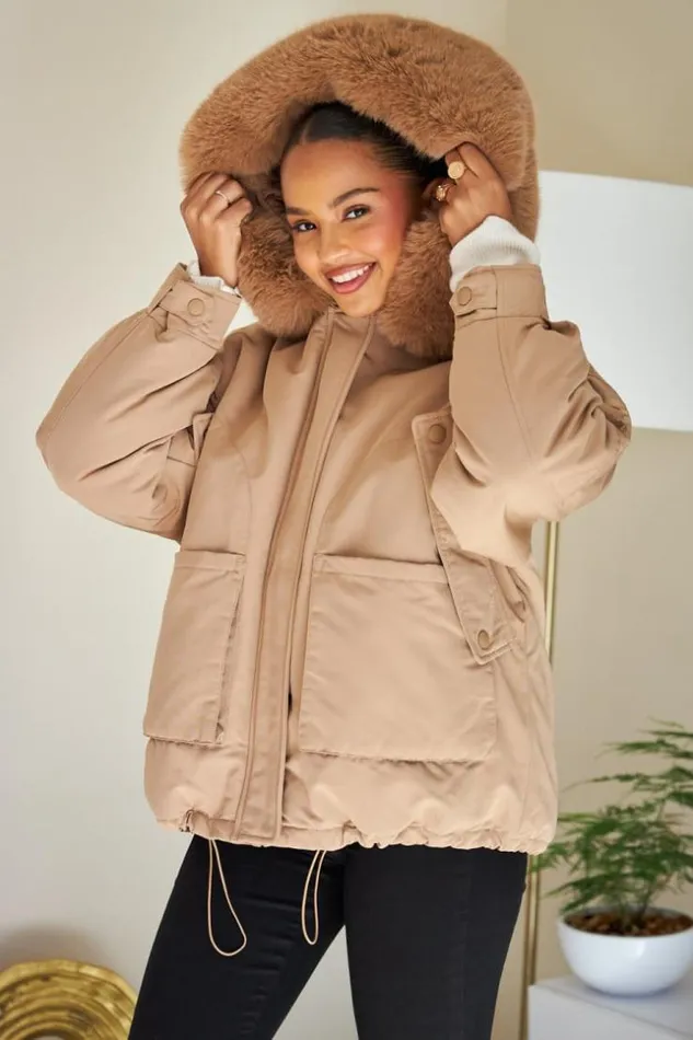 Women Doudoune Courte Camel Capuche En Fourrure Camel Brentiny Paris Parkas And Down Jackets Women Doudoune Courte Camel Capuche En Fourrure Camel Brentiny Paris Parkas And Down Jackets