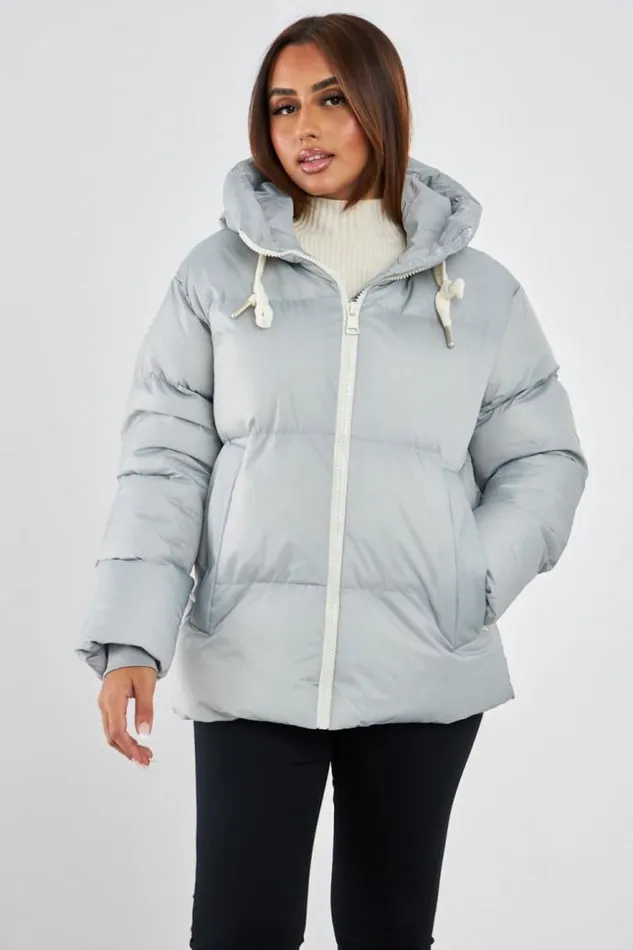Women Doudoune Gris Matelasse Courte Grey Brentiny Paris Parkas And Down Jackets