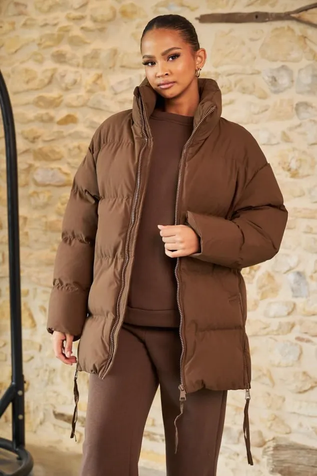 Women Doudoune Marron Matelasse MiLongue Brown Brentiny Paris Parkas And Down Jackets