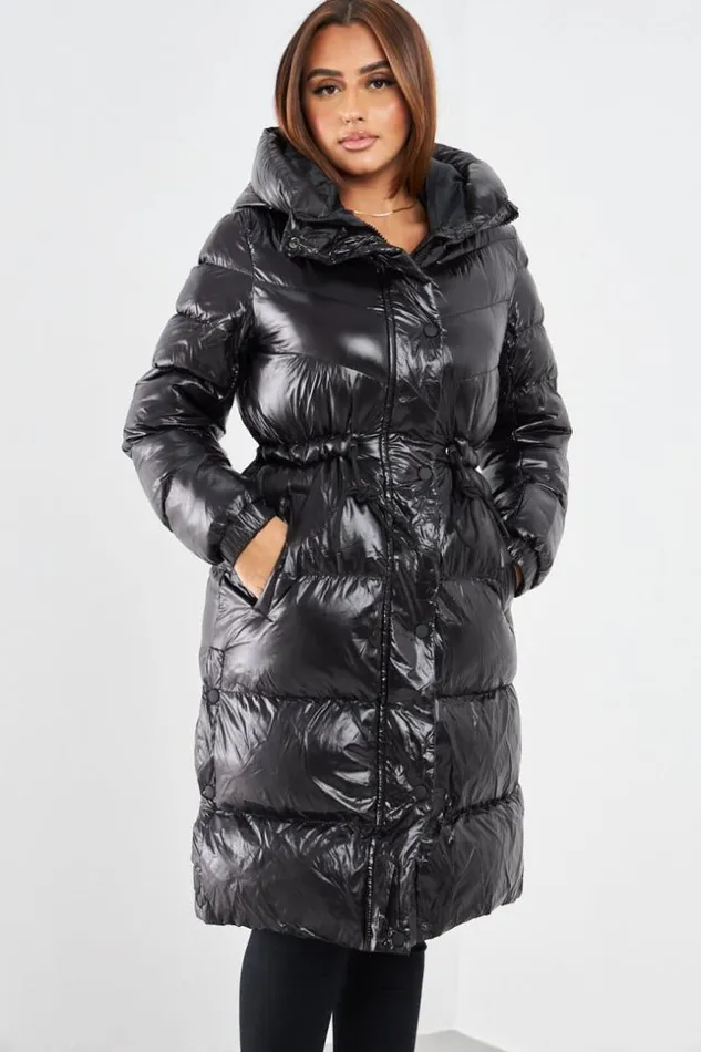 Women Doudoune Noire Matelasse En Vinyle Black Brentiny Paris White Tops