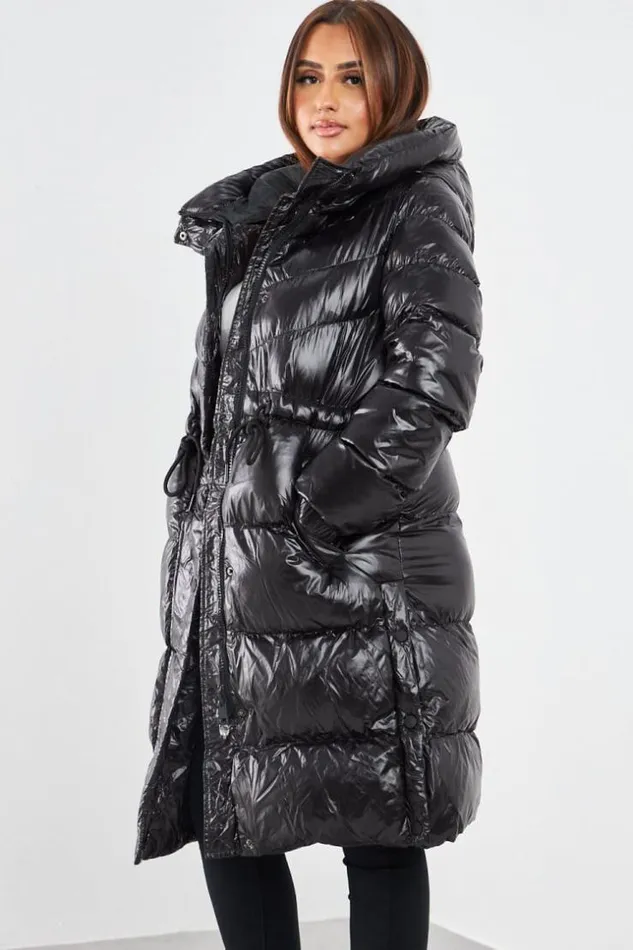 Women Doudoune Noire Matelasse En Vinyle Black Brentiny Paris White Tops