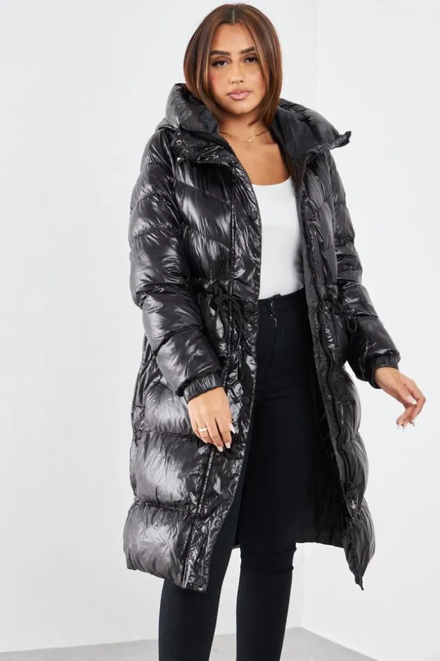 Women Doudoune Noire Matelasse En Vinyle Black Brentiny Paris White Tops