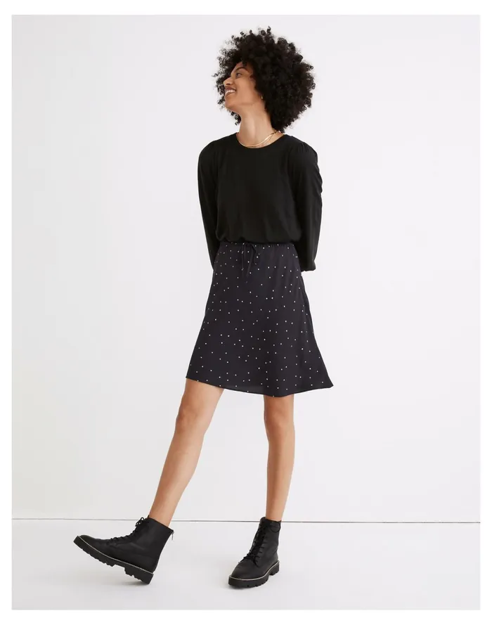 Women Drawstring Mini Slip Skirt In Night Stars Night Vision Madewell Skirts