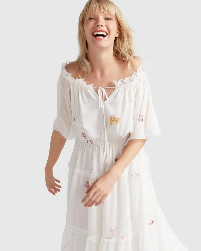Women Dresses Belle and Bloom La Femme Tiered Maxi Dress 8211 White
