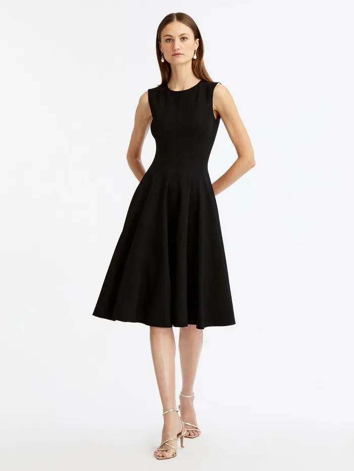 Women Dresses Oscar De La Renta Curved Seam Detail Dress Black