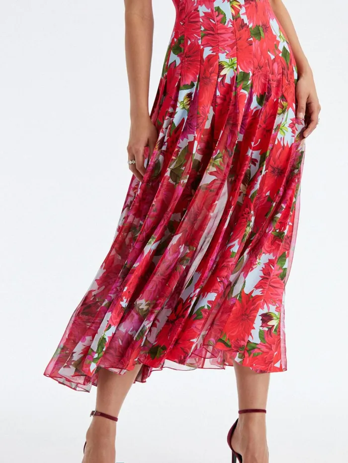 Women Dresses Oscar De La Renta Dahlia Crepe and Chiffon Inset Dress Fuchsiablue Women Dresses Oscar De La Renta Dahlia Crepe and Chiffon Inset Dress Fuchsiablue