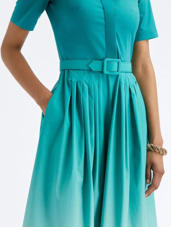Women Dresses Oscar De La Renta Ombr Cotton Poplin Dress Jade Women Dresses Oscar De La Renta Ombr Cotton Poplin Dress Jade