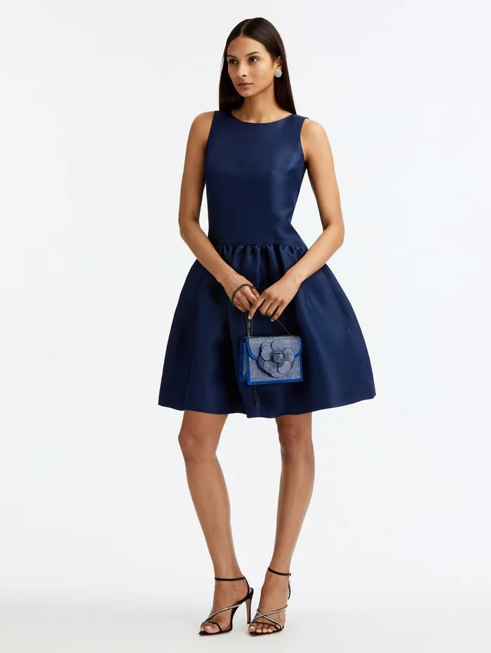 Women Dresses Oscar De La Renta Silk Drop Waist Cocktail Dress Navy Women Dresses Oscar De La Renta Silk Drop Waist Cocktail Dress Navy