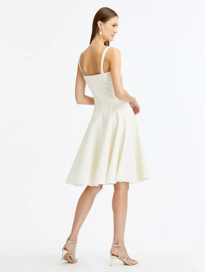 Women Dresses Oscar De La Renta Square Neck Seam Detail Dress Ivory Women Dresses Oscar De La Renta Square Neck Seam Detail Dress Ivory