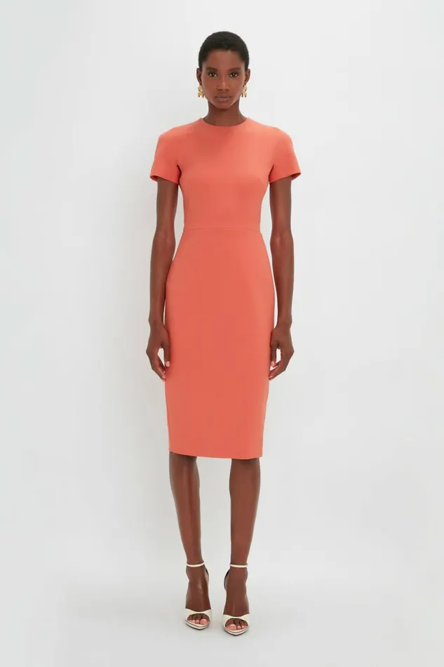 Women Dresses Victoria Beckham Fitted TShirt Dress In Papaya