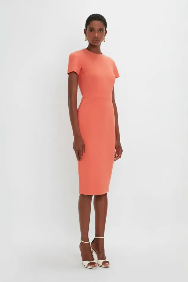 Women Dresses Victoria Beckham Fitted TShirt Dress In Papaya