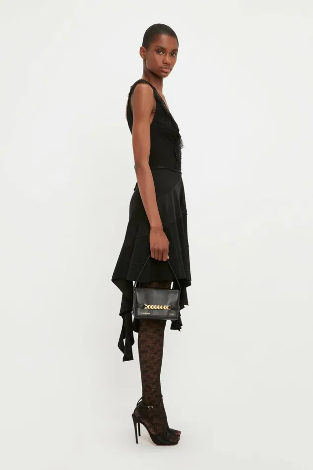 Women Dresses Victoria Beckham Lace Detail Ruffle Mini Dress In Black
