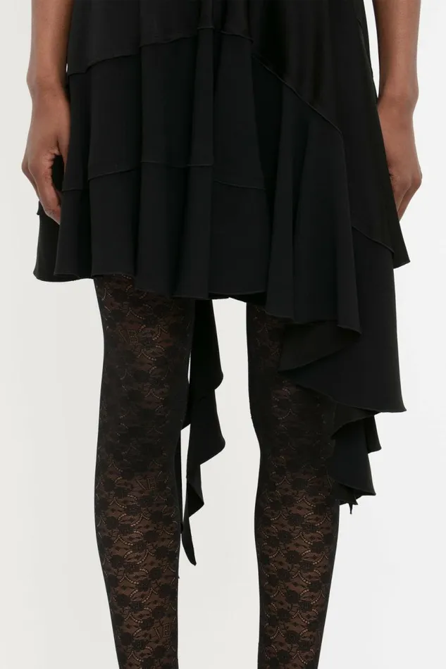 Women Dresses Victoria Beckham Lace Detail Ruffle Mini Dress In Black
