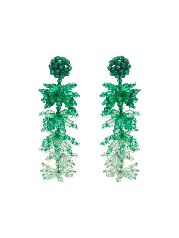 Women Earrings Oscar De La Renta Cascading Flower Earrings Sage Multi